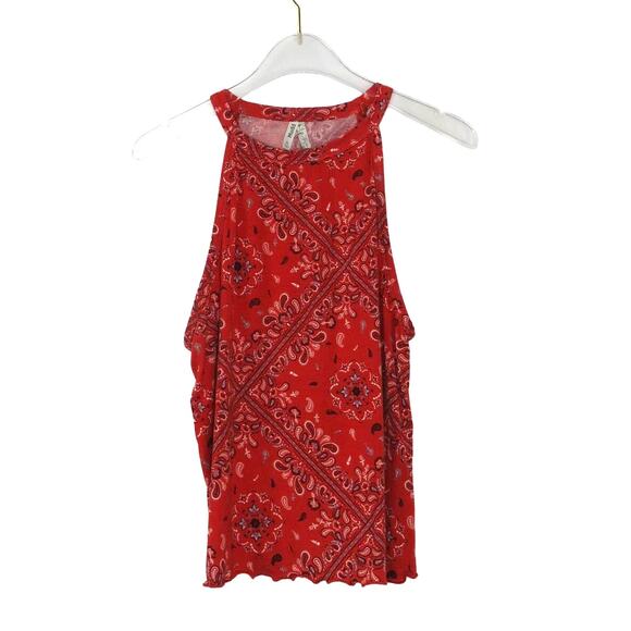 Y2k Mudd Red Paisley Bandanna High Neck Tank Top XS - Picture 3 of 6